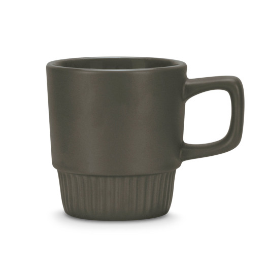 Ceramic Stackable Coffee Mugs Dark Grey
